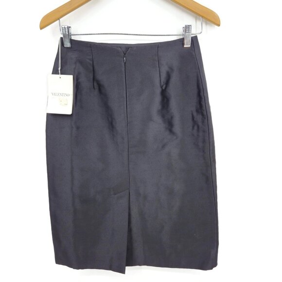 New Valentino Roma Black Skirt Womens 40/4 Wool Silk Blend Pencil - Picture 2 of 6